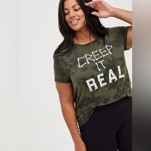 Torrid Halloween Creep It Real Green Tie Dye T Shirt Size 3X